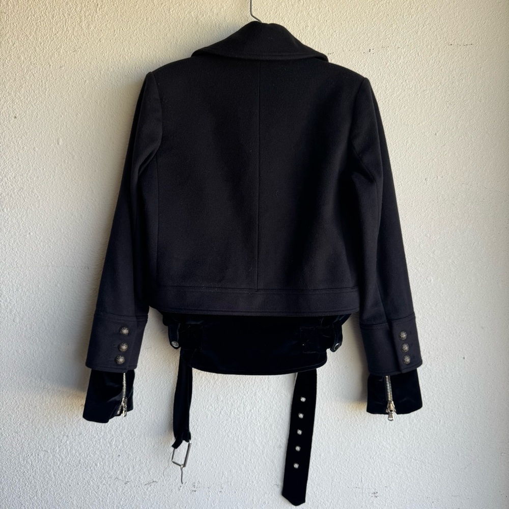 Veronica Beard Black YARA DOUBLE-BREASTED PEA-COAT JACKET with Velvet Hem Size 0 - Picture 6 of 8